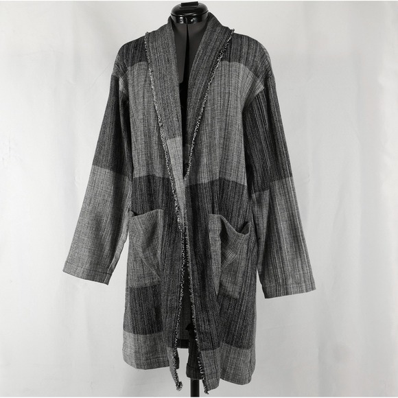 Eileen Fisher Sweaters - Eileen Fisher Organic Cotton Hazy Blocks Shawl Duster Cardigan Women's S / M